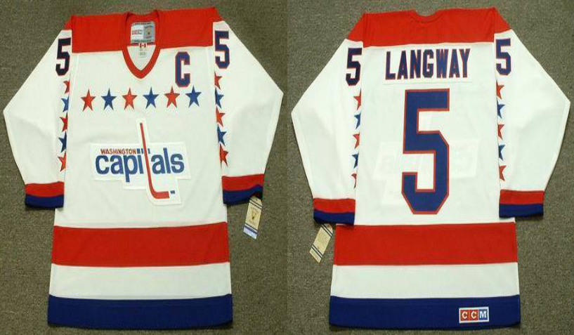 2019 Men Washington Capitals 5 Langway white CCM NHL jerseys